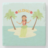 かわいいハワイアンルアウ（ハワイ式宴会）フラガールコースター ストーンコースター (正面)