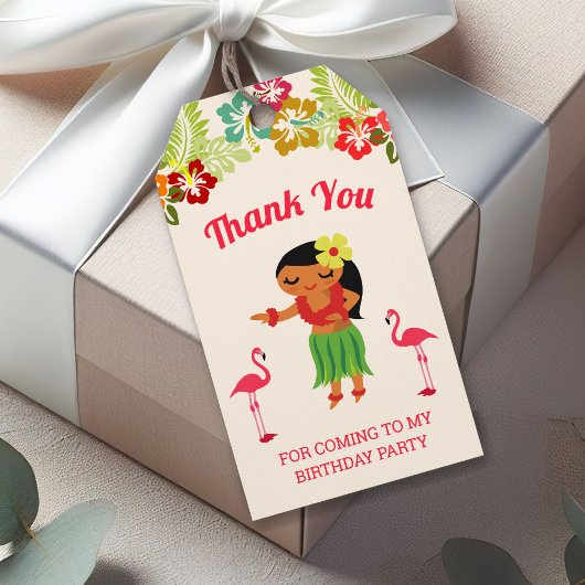 かわいいハワイアン フラガール ルアウ 誕生日パーティーのお土産 ギフトタグ