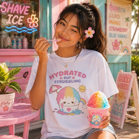 かわいいハワイ - かき氷 トライブレンドTシャツ