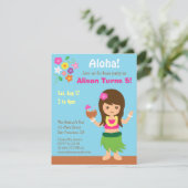 かわいいハワイ フラガール ルアウ 誕生日パーティー 招待状 (スタンド正面)