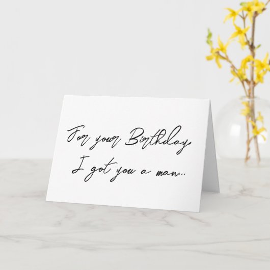 かわいいハンサムな口ひげ青い目の男の誕生日カード カード (黄色い花)