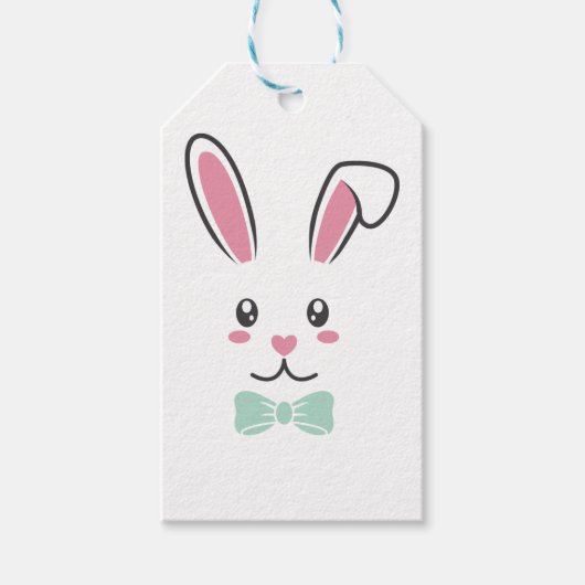 かわいいハンサム復活祭バニー耳顔ハッピーイースター ギフトタグ (正面)