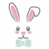 かわいいハンサム復活祭バニー耳顔ハッピーイースター シール (正面)