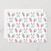 かわいいハンサム復活祭バニー耳顔ハッピーイースター ポストカード (正面/裏面)