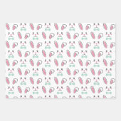 かわいいハンサム復活祭バニー耳顔ハッピーイースター ラッピングペーパーシート (正面)