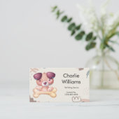 かわいいハンドドロードペットシッタードッグウォーカートリマー 名刺 (スタンド正面)