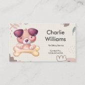 かわいいハンドドロードペットシッタードッグウォーカートリマー 名刺 (正面)