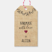 かわいいハンドメイドラブハンドメイド フェイクファブリック ギフトタグ (正面)
