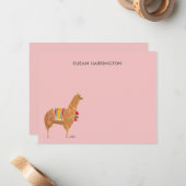 かわいいハンドラマ図解入りの、写真付きのアルパカパーソナライズされた ノートカード (正面/裏面インサイチュ)