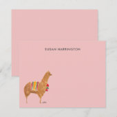 かわいいハンドラマ図解入りの、写真付きのアルパカパーソナライズされた ノートカード (正面/裏面)