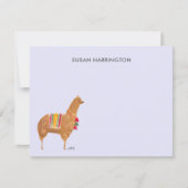 かわいいハンドラマ図解入りの、写真付きのアルパカパーソナライズされた ノートカード (正面)