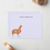 かわいいハンドラマ図解入りの、写真付きのアルパカパーソナライズされた ノートカード (正面/裏面インサイチュ)