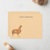 かわいいハンドラマ図解入りの、写真付きのアルパカパーソナライズされた ノートカード (正面/裏面インサイチュ)