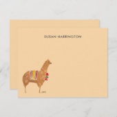 かわいいハンドラマ図解入りの、写真付きのアルパカパーソナライズされた ノートカード (正面/裏面)