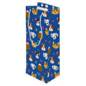 かわいいハンヌカパターン（の模様が）ある犬 ワインギフトバッグ (裏面アングル)
