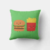 かわいいハンバーガーおよび揚げ物の永久に友人 クッション (裏面)