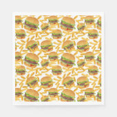 かわいいハンバーガーとフライドタイルのパーティー スタンダードランチョンナプキン (正面)