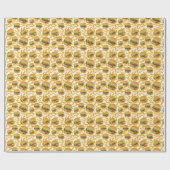 かわいいハンバーガーとフライドタイルのパーティー ラッピングペーパー (フラット)