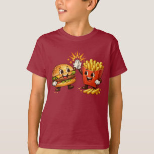 かわいいハンバーガーとフライドポテトのハイタイブ Kawaii アート Tシャツ