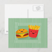 かわいいハンバーガーとフライドポテト ポストカード (正面/裏面)