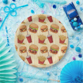 かわいいハンバーガーとフライパーティー ペーパープレート (パーティー)