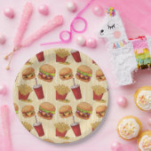 かわいいハンバーガーとフライパーティー ペーパープレート (パーティー)