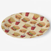 かわいいハンバーガーとフライパーティー ペーパープレート (アングル)