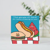 かわいいハンバーガーとホットドッグBBQパーティー 招待状 (スタンド正面)