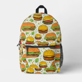 かわいいハンバーガーのパターン プリントバックパック (正面)