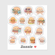 かわいいハンバーガーのビニールステッカー