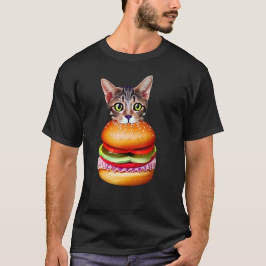 かわいいハンバーガーキャットバーガーアイディア Tシャツ (正面)