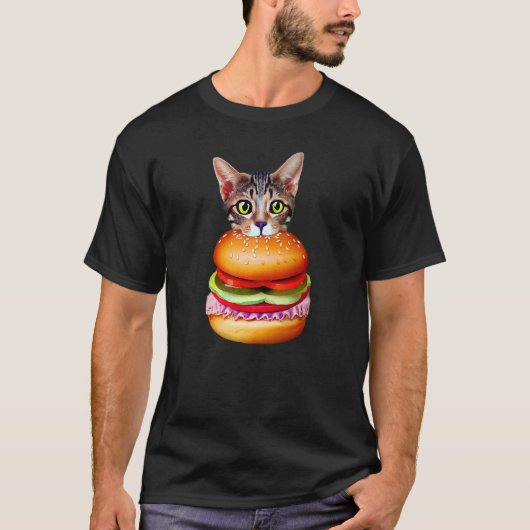 かわいいハンバーガーキャットバーガーアイディア Tシャツ (正面)