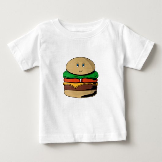 かわいいハンバーガーハンバーガーかわいい ベビーTシャツ (正面)