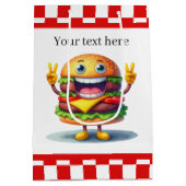 かわいいハンバーガー好きのパーティー ミディアムペーパーバッグ (裏面)