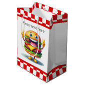 かわいいハンバーガー好きのパーティー ミディアムペーパーバッグ (裏面アングル)