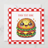 かわいいハンバーガー好きパーティー 招待状 (正面)