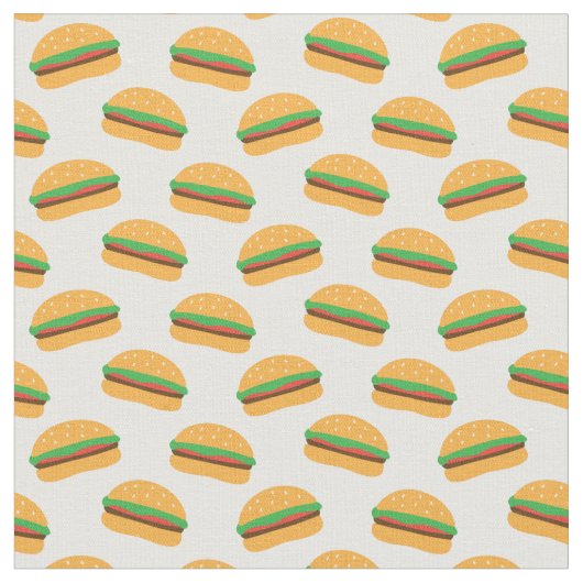 かわいいハンバーガー柄 ファブリック (クローズアップ)