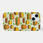 かわいいハンバーガー柄 iPhone 15ケース (裏面横)