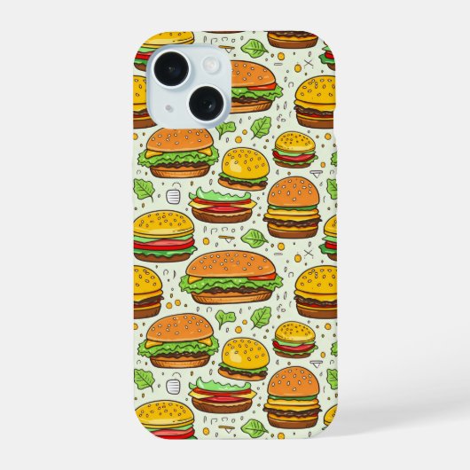 かわいいハンバーガー柄 iPhone 15ケース (裏面)