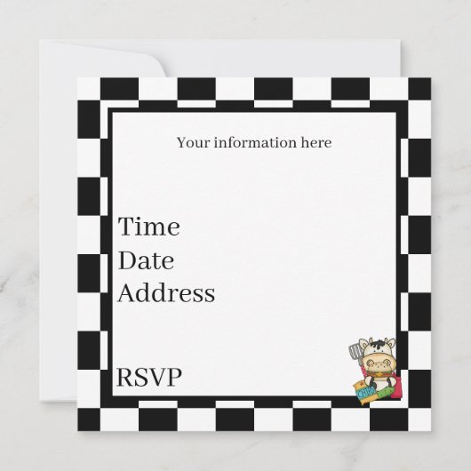 かわいいハンバーガー牛の調理パーティー 招待状 (裏面)