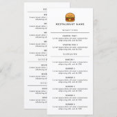 かわいいハンバーガー飲食店 メニュー (正面/裏面)