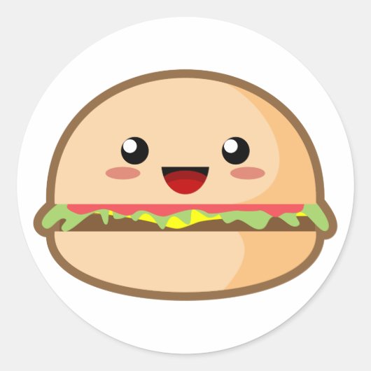かわいいハンバーガー ラウンドシール (正面)