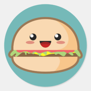かわいいハンバーガー ラウンドシール