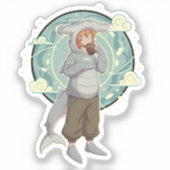 かわいいハンマーヘッドシャークの少年アート シール (正面)
