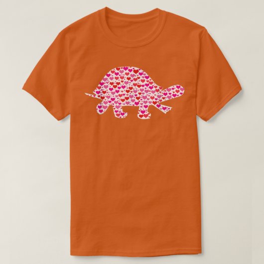 かわいいハートおもしろいカメ動物愛者バレンタイン Tシャツ (デザイン正面)