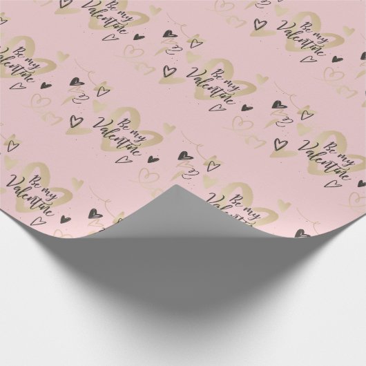 かわいいハートたちを私のバレンタインに ラッピングペーパー (角)