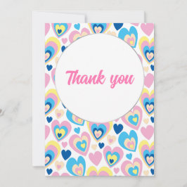 かわいいハートたち。フラットな感謝カード サンキューカード