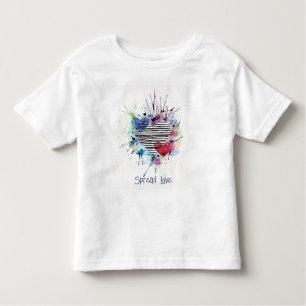 かわいいハートとウォッシュの水彩柄Tシャツ トドラーTシャツ