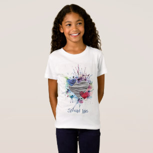 かわいいハートとウォッシュの水彩柄Tシャツ Tシャツ