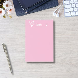 かわいいハートとカスタムネーム シンプルなオーダーメイド ポストイット
